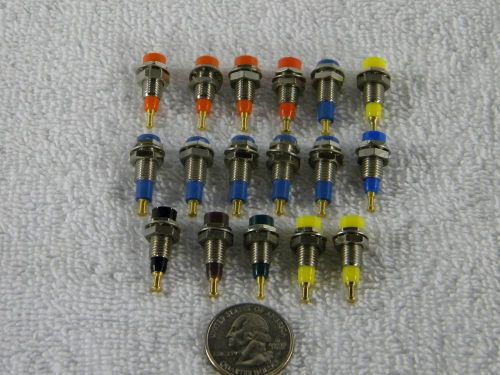 Lot of 17, tip jack test points, 10 amp, turret terminal, gold plated brass, new for sale
