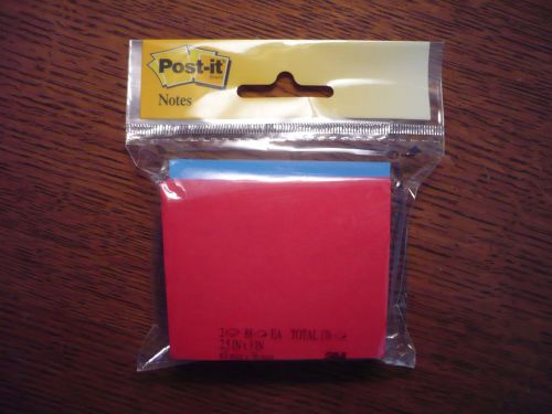 NEW 2 Pack Post-it Super Sticky Notes Red Neon Blue 3&#034; x 2.5&#034; 176 Notes Total