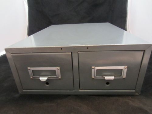 Steelmaster stackabl gray industrial metal 2 drawer card file w/adjustable inner