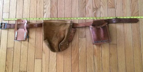 Mens leather tool belt 42&#034;  3 piece industrial for sale
