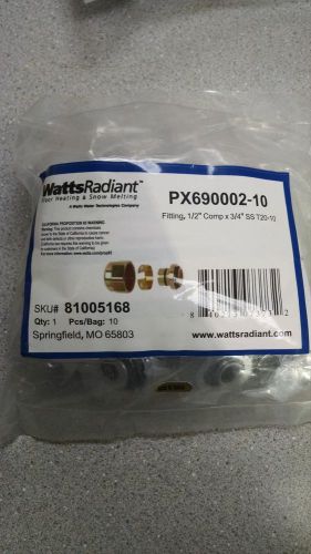 Watts Radiant Adapter 1/2&#034; PEX Compression x 3/4&#034; (10 per bag) PX690002-10
