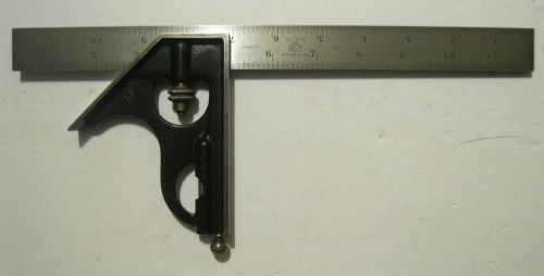 Antique LS STARRETT 12&#034; No 4 COMBINATION SQUARE - Machinist Tool - Vintage