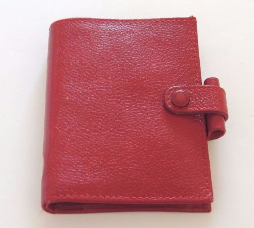 Filofax Mini Kensington Red Leather Pocket Planner 5 Ring Binder Wallet Zip Coin