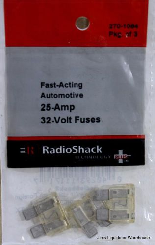 RadioShack® 25-Amp 32V Automotive Fuse Fast Acting (3-Pack) Model: 270-1084 NEW!