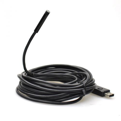 10M USB IP67 Waterproof Endoscope Borescope 7mm Snake 6LED Cable Cam Inspection