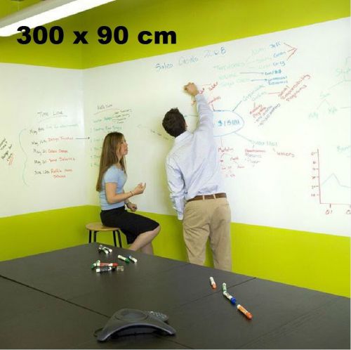 New Large Stick On Whiteboard 300 x 90 cm 3 Dry Erase Markers A Mini Eraser