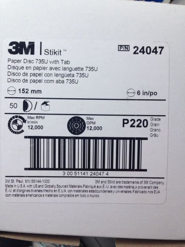 3M 6&#034; Stikit Paper NH Disc 735U P220 Grit. PSA--Ceramic Aluminum Oxide. Box 50.
