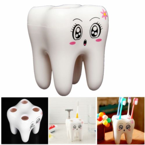 Toothbrush Holder Cartoon Design 4 Holes Tooth Style Bracket Container Cute