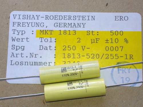 [10 pcs]  Roederstein MKT1813 2uF/250V Axial Polyester Capacitors