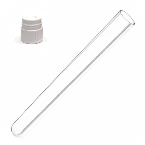 10 Pack, 16 x 100 mm, Clear Plastic Test Tubes with White Caps, 4 inch