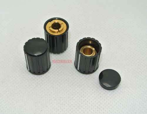 10pcs Round Knobs 6mm shafts Flush brass inserts black knob