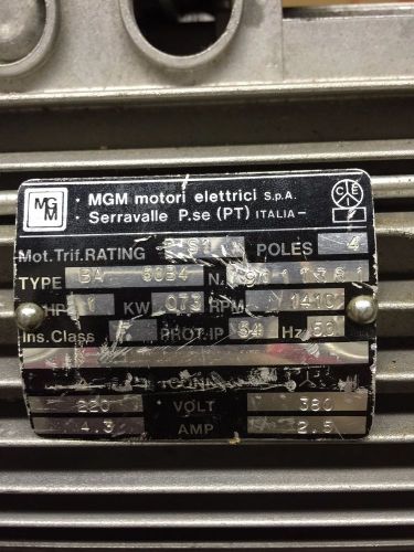 MGM motori electtrici AC Motor with Brake, BA 80B4, 0.73 kW 50/60Hz 1410 rpm