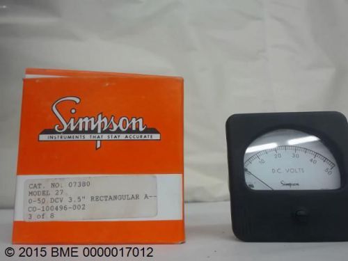 SIMPSON 07380 PANEL METER 0-50 DCV, 3.5&#034; RECTANGULAR A