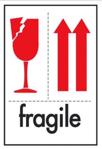 International Safe Handling Labels - &#034;Fragile&#034; With Red Arrows, 4 X 6&#034; (Qty 20)
