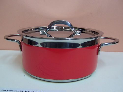 BON CHEF 3.3 QT. CLASSIC COUNTRY FRENCH STAINLESS RED POT w/COVER *NEW*