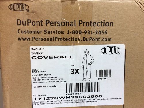 3X DuPont Tyvek Disposable Coverall W/ Hood, White TY127S Case / Box  Of 25