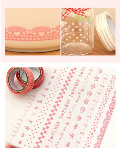 1Roll DIY Washi Paper Lace Decorative Sticky Paper Masking Tape SELF Adhesive J