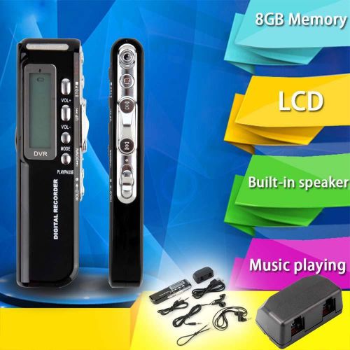Rechargeable 8GB Digital Audio Voice Recorder USB Dictaphone MP3 Player WAV KJ