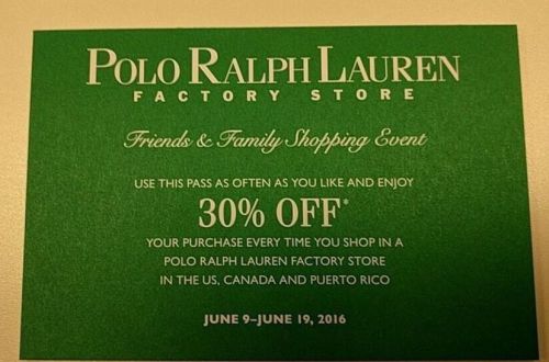 Polo Ralph Lauren Factory Store Coupon  30% OFF