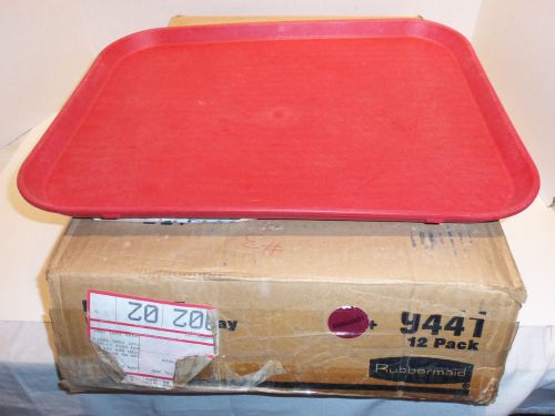 NEW Rubbermaid 14&#034;x18&#034; Burgundy Commercial Plastic Food School Cafe Tray 12/Case