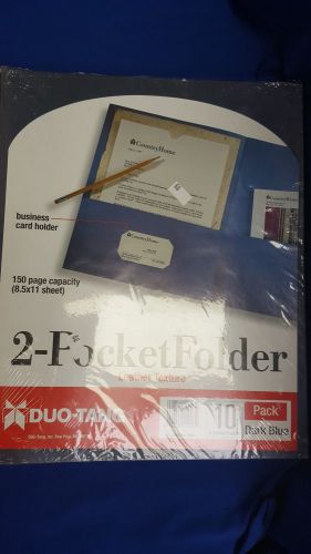Two Pocket Folders, Embossed Paper, 8-1/2&#034;x11&#034;, 10 pk Blue