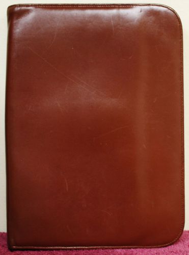 Caramel brown sd leather notepad zippered padfolio vintage usa planner full size for sale