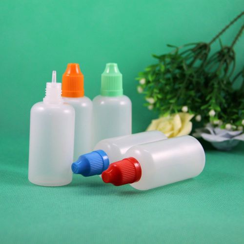 100 Pcs 50 ML LDPE Plastic Child Proof Dropper Bottles Long Thin Needle Drop Tip