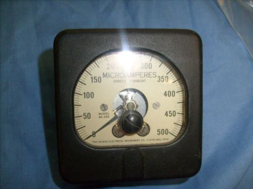 Vintage Hickok MODEL 46-250 Panel Meter, 0 to 500 Microamperes DC, Style