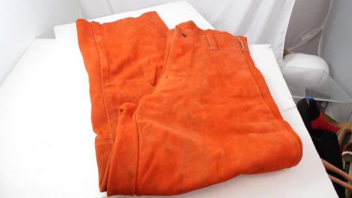 DWOS ANCHOR 110 ORANGE SUEDE LEATHER SAFETY WELDING PANTS L 36 X 32  46&#034; TALL