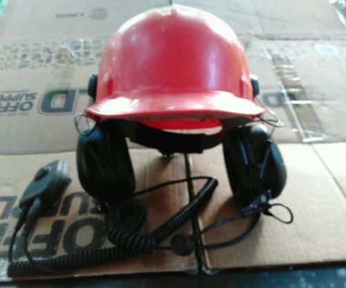 Morsafe hardhat with peltor headset with mike and push to talk