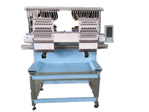 NEW, 2 heads compact embroidery machine, new style, full size, cap, shirt, flat