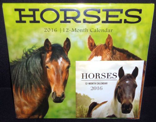SET OF 2 2016 12 MONTH CALENDAR HORSES 22&#034; H X 12&#034; W &amp; MORE HORSES 12&#034; X 6&#034; NEW