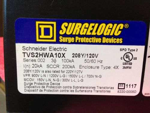 SQUARE D TVS2HWA10X, SURGELOGIC, Surge Protective Devices