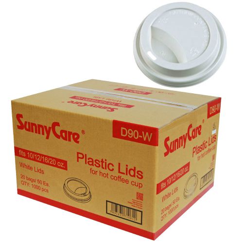 SunnyCare 12, 16, 20 oz. White Plastic Travel Lid 1000 / Case