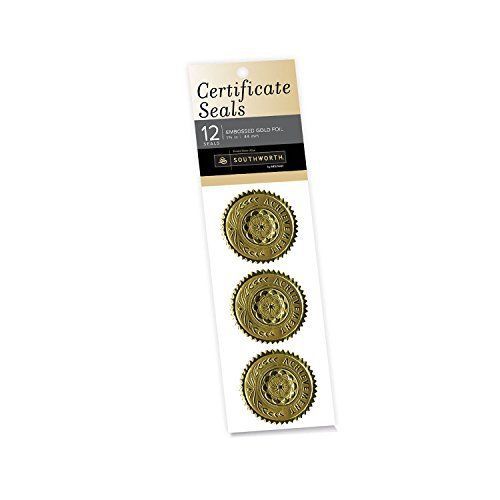 Southworth Certificate Seals - &#034;Achievement&#034;, Gold, 12 Count S2