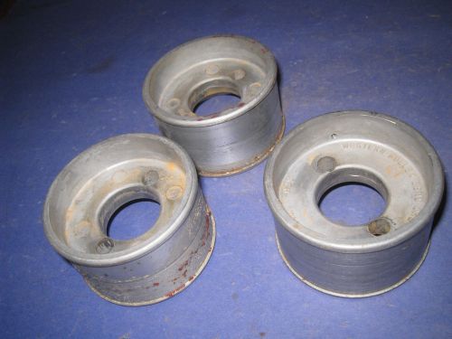 3  rubber power feed roller aluminum 3&#034; x 1.75&#034; wheels   lot  21c3 for sale
