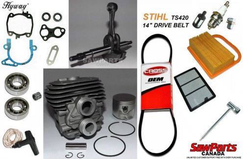 Fits stihl ts420 cylinder piston crank rebuild quality kit nikasil 50mm &amp; plug for sale