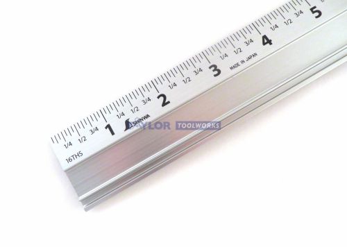 Shinwa 12&#034; extruded aluminum cutting rule ruler gauge with non slip rubber back for sale