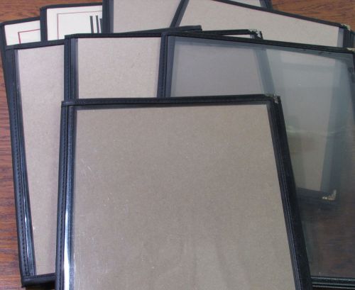 TRIFOLD 8-1/2&#034; X 11&#034; BLACK MENU COVER UP TO 6 VIEWING SIDES PAGES (LOT 8) *GOOD*