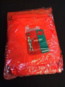 Vintage kmart deluxe vinyl orange 3 piece rain suit size xl extra heavy vinyl4.8 for sale