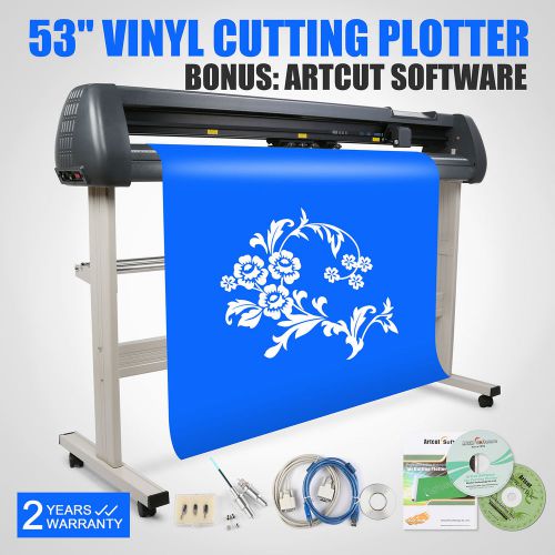 53&#034; VINYL CUTTING PLOTTER ARTCUT SOFTWARE 3D-SHADOW 3 BLADES MARK FUNCTION