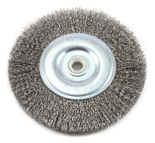 Forney 72745 Wire Bench Wheel Brush, Coarse Crimped with 1/2-Inch and 5/8-Inch