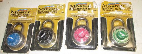 4 New Master Stainless Steel Case Combination Padlocks Locks are Assorted Colors