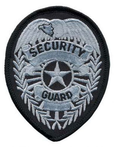 Security guard patch (silver on black) item #e426 for sale