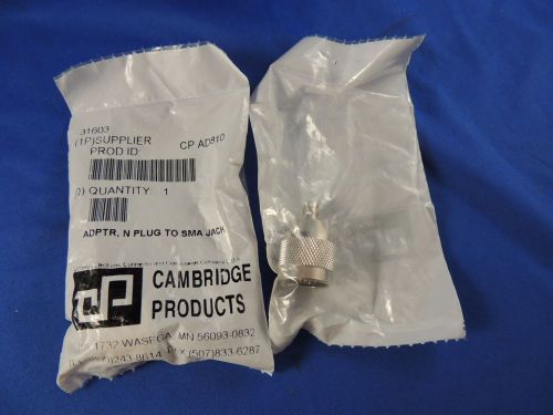 Lot of 2 NEW Cambridge Products Adapter N Plug to SMA Jack, PRODUCT ID: CP AD810