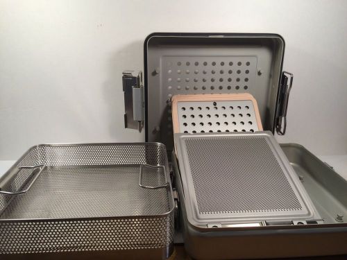MEDIN ACT2 SMALL-SIZE STERILIZATION CASE / CONTAINER &amp; BASKET 12&#034; x 12&#034;x 4&#034;