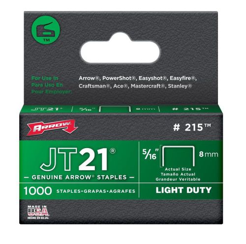 Arrow Fastener 215 Genuine JT21/T27 5/16-Inch Staples 1000-Pack 5/16 Inch