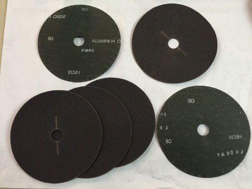Qty (6)  7&#034; X 7/8&#034; Aluminum Oxide Fiber 80 Grit Sanding Discs #9A920J