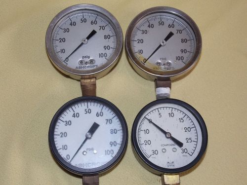 4 Guages Ashcroft PSIG 0-100 PSI Stainless 3&#034; &amp; 2.75&#034; MARSHALLTOWN 2.5&#034; Pressure