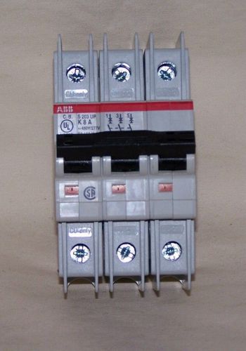 Abb s203 up k 8 a 480y/277v 3 pole circuit breaker for sale